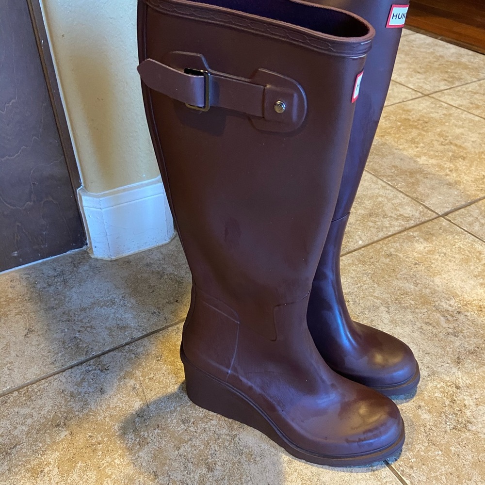 Hunter rain boots with wedge heel